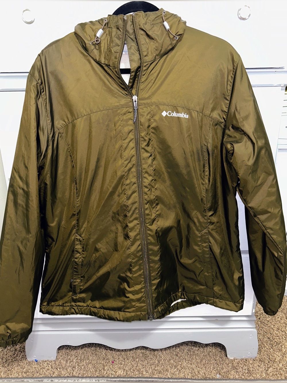 Columbia Women’s Olive Green Fleece Lined Hooded Jacket